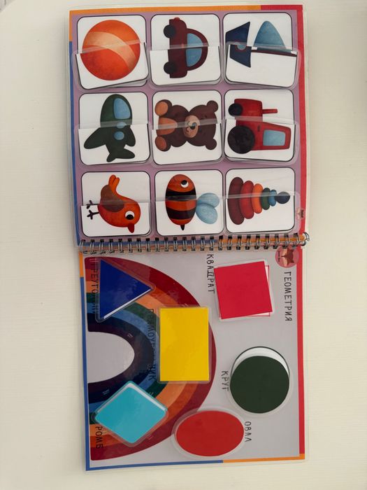 Развивающие пазлы, карточки и книга на липучках для детей