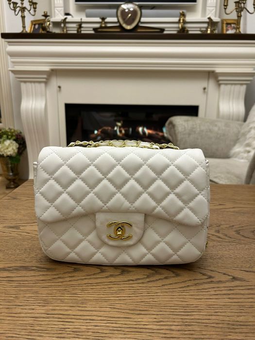 Geantă elegantă , Chanel stil luxury – alb, matlasată