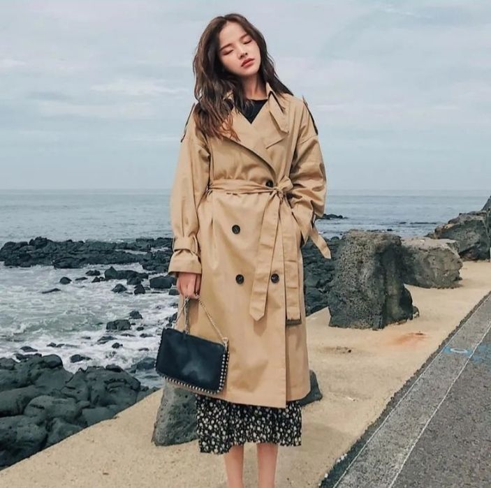 Женский бежевый тренч