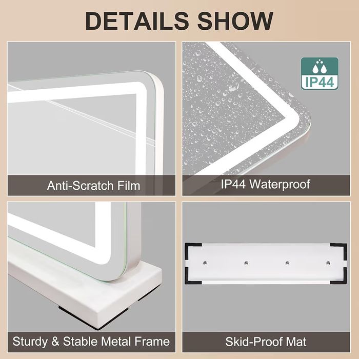 Огледало за грим с led педсветка  FENCHILIN  облак  45×55 см