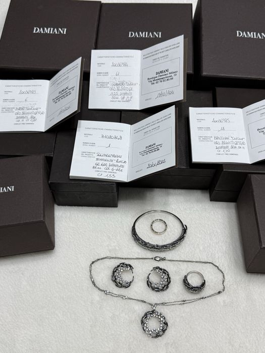 Set bijuterii DAMIANI original aur alb înegrit 18k cu diamante