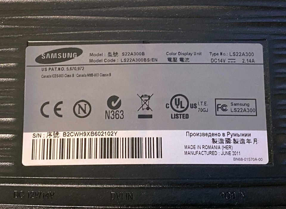 Monitor LED Samsung SyncMaster S22A300B - defect