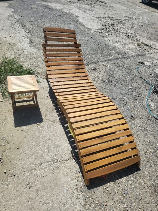 Set șezlong pliabil,, cu perne reversibile, din lem de salcâm