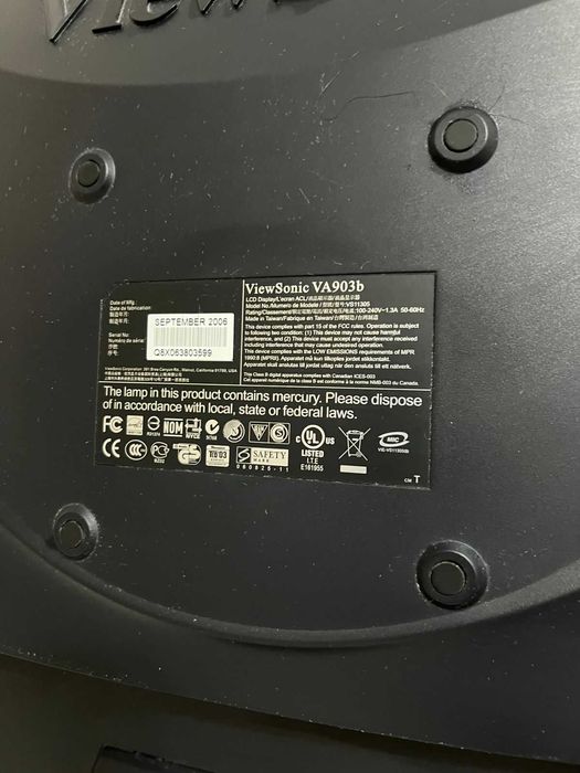 Монитор ViewSonic VA903b, 19" (рабочий, VGA)