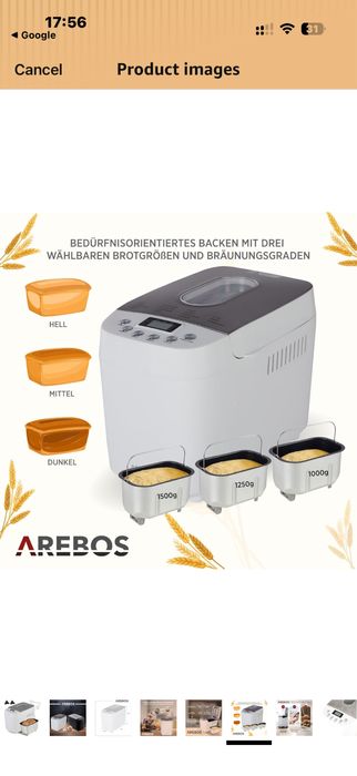 Mașină de făcut pâine Arebos