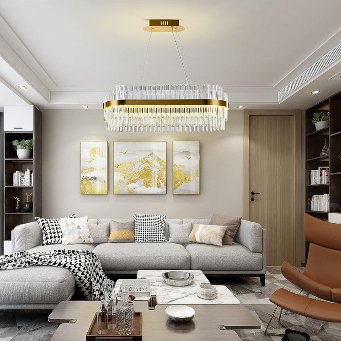 Модерен Кристален полилеи (златист 60см)