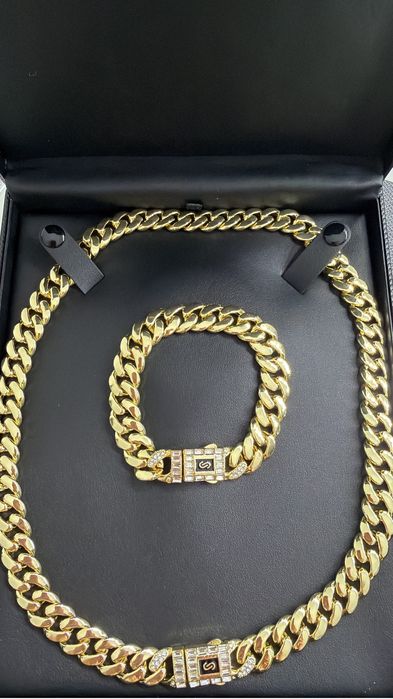 Set elegant bijuterii barbati placat cu aur