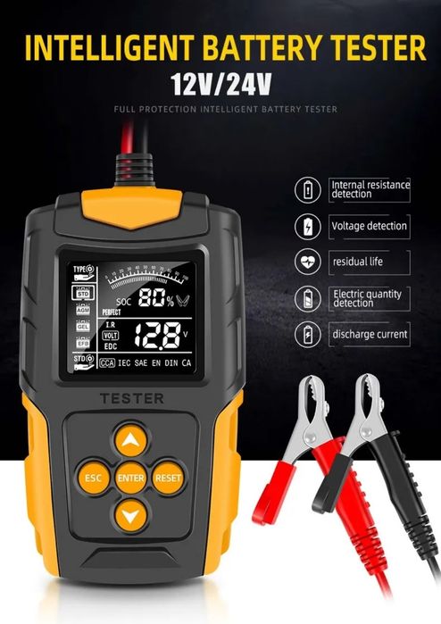 Тестер за акумулатор 12v / 24v проверка на акумулатор товарна вилка