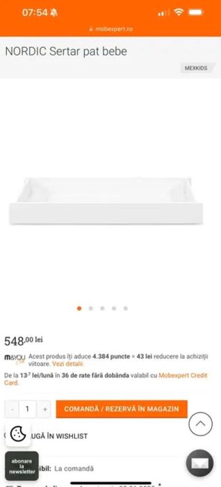 Mobexpert Nordic, Pat bebe / junior 140x70, cu saltea