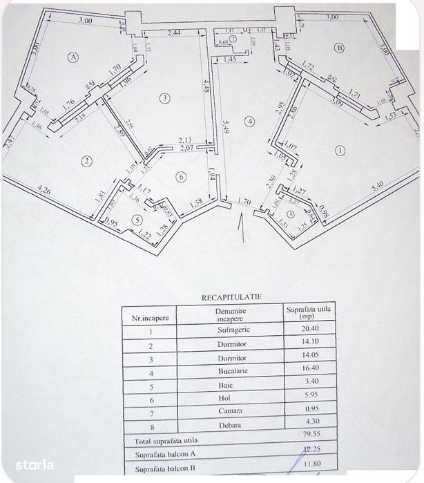 Apart. 3 camere Hexagoane - Faleza , sup 103 mp