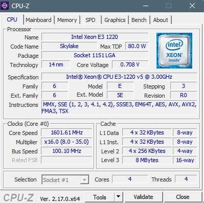 Intel Xeon E3-1220 v5