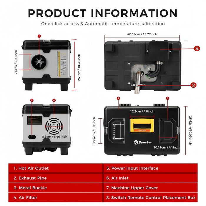 Incalzitor pe motorina 8kw cu WIFI , Sunster