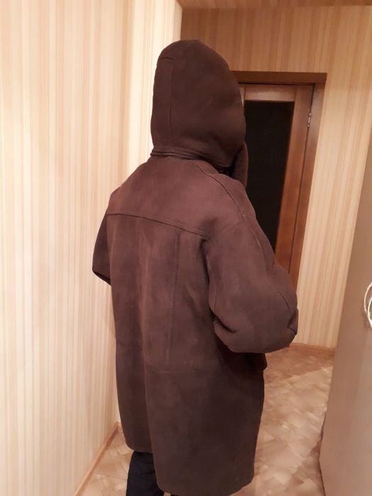 Дубленка мужская с капюшоном