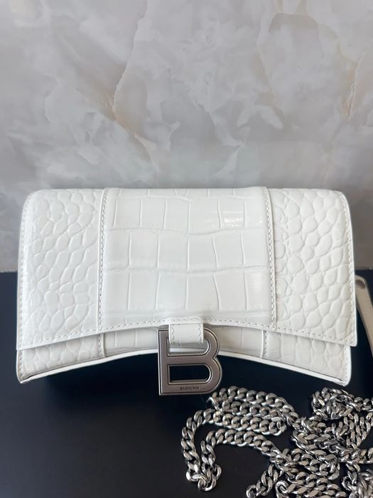 Balenciaga Hourglass Chain Bag White