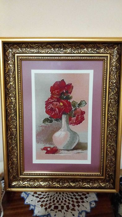 Goblen cusut manual dupa diagramă cu ramă superbă