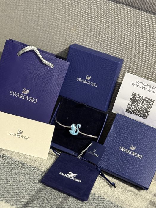 Brățară Swarovski  cu lebădă, albastră – elegantă și delicată