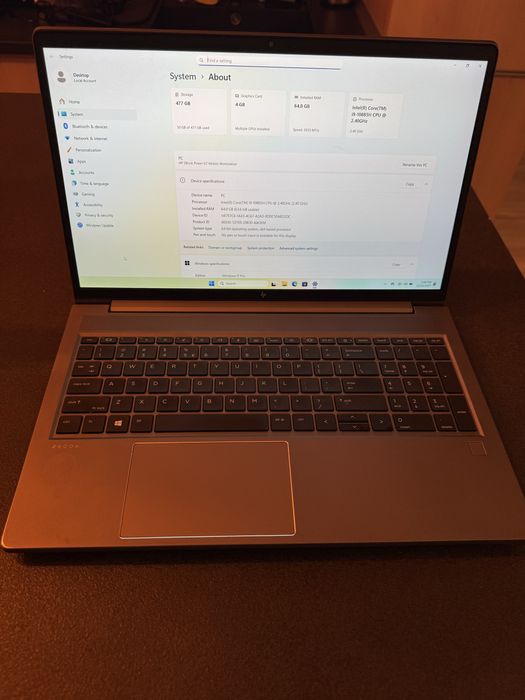 HP ZBook Power G7 Intel i9 64GB NVidia Quadro T2000 4GB