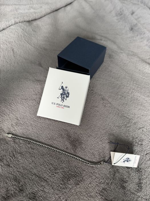 US Polo Assn bratara otel inoxidabil cu pietre negre 20cm noua