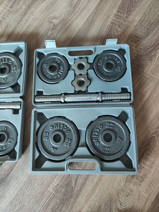 Set Gantere 15kg, 7 discuri fonta, Carcasa pentru transport 2 valize