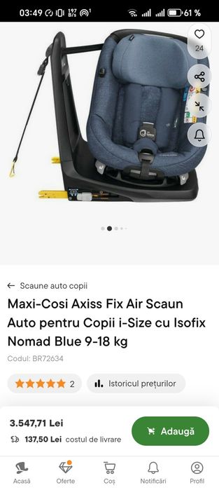 Scăunel copil masina