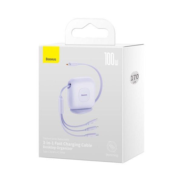 Кабел 3в1 Baseus Traction USB–Cкъм Micro USB/USB–C/Lightning,100W,1.7m