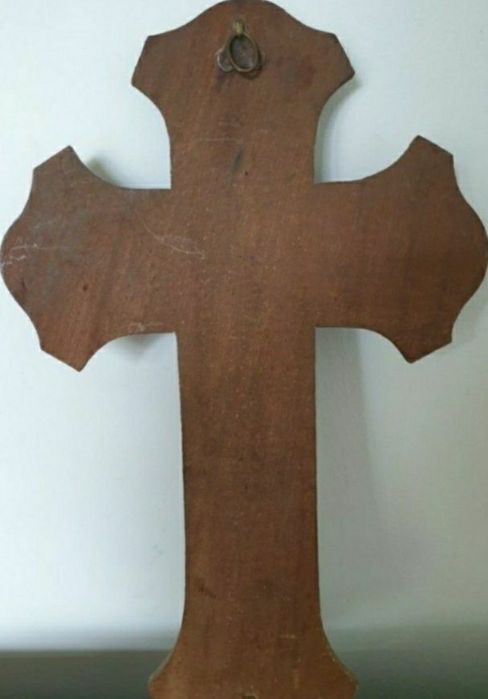 Crucifix vechi din bronz argintat, de secol XIX