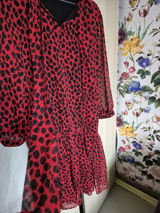 Rochie dama voal cu imprimeu leopard