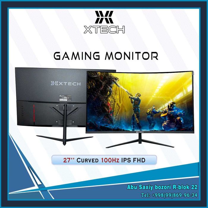 XTECH Monitor 27"IPS FHD RGB color (Curved- FLAT)
