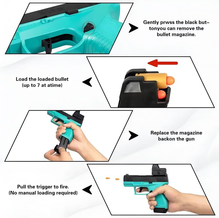 Pistol de Jucărie Gx4 cu Tragere Continuă Model Educațional