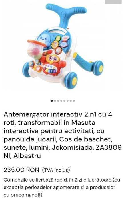 Antemergator 2 in 1 transformabil in Masuta cu activitati, 6 luni+