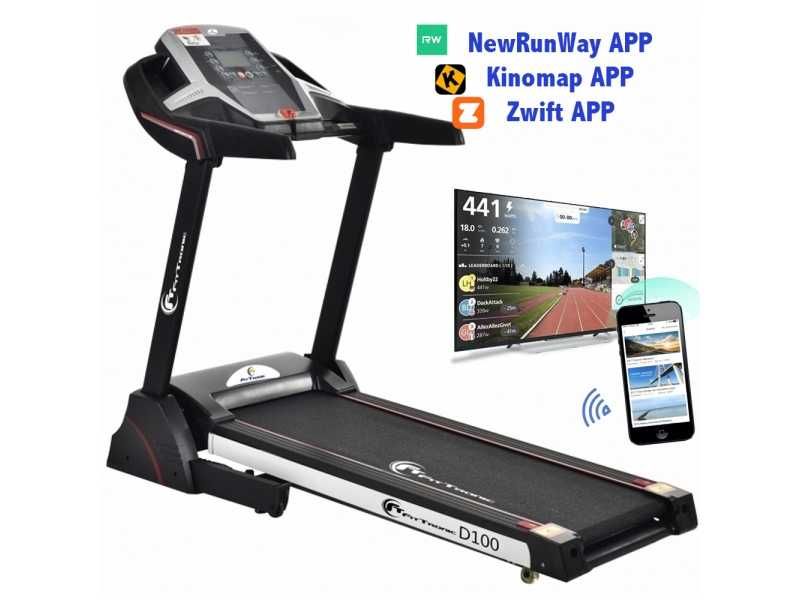 Banda de alergare FitTronic D100 - 1.75 CP, Bluetooth, USB/MP3