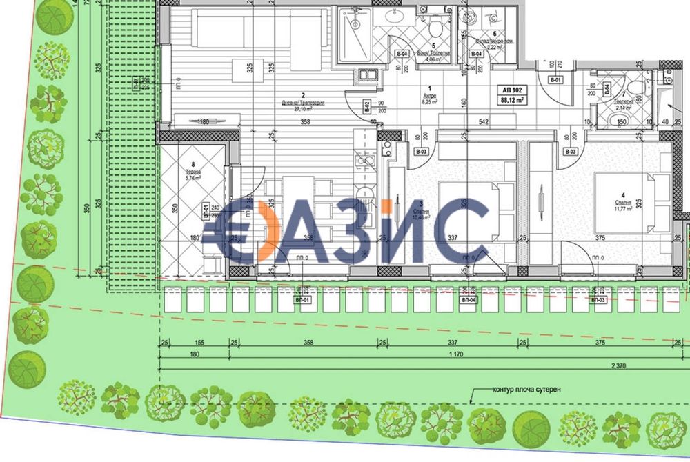Апартамент с 2 спални в комплекс Общ, Несебър, България, 102.18 кв. м,