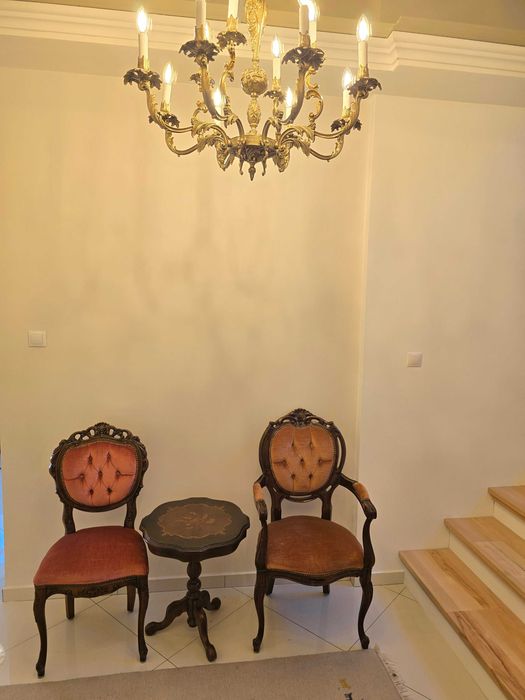 Set 2 scaune + măsuță, stil baroc