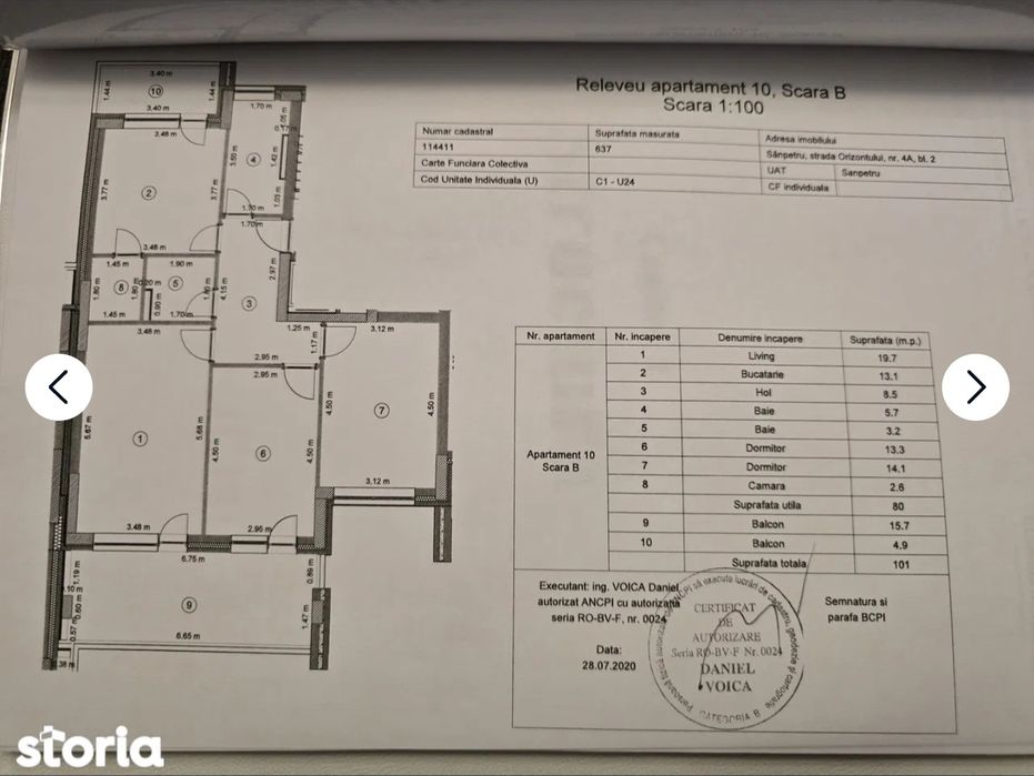 Apartament 3 camere + loc de parcare, etaj 3