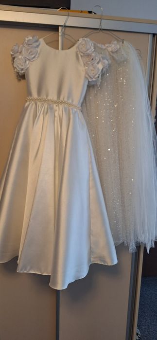 ROCHIE ELEGANTĂ LUNGA IVOIRE PENTRU FETE JESSICA  8 ani / 128  încălțăminte, capa, taior și mănusi incluse în preț, avand o  purtare și o curățare