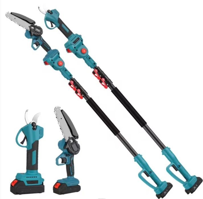 Акумулаторна лозарска ножица, верижен трион и телескопичен прът 3 в 1