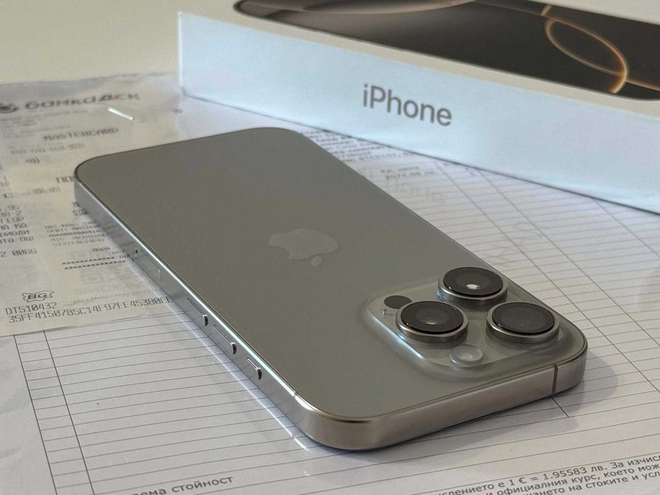 Бартер! Гаранция! Като НОВ! iPhone 16 Pro Natural Titanium (Сив) 91% Батерия.