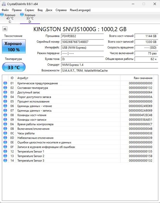 SSD Kingston NV3 1TB NVMe