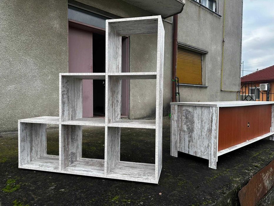 Comoda TV si biblioteca (etajera) in stil rustic