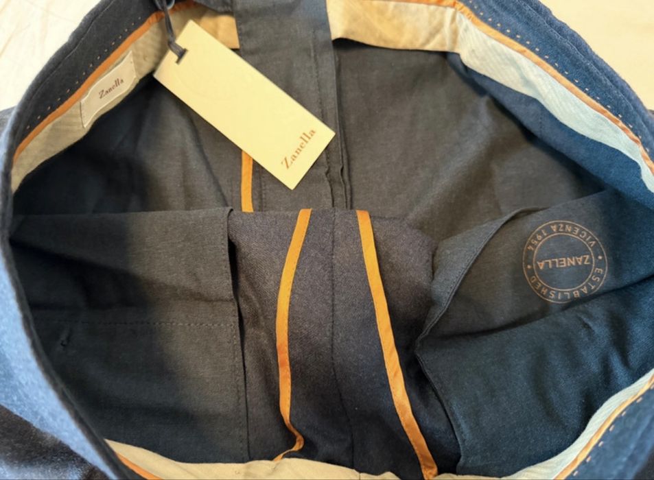 Pantaloni eleganți Zanella Vicenza Navy, Made in Italy, Noi cu etichetă (Mărimea W34), Material: Lana Virgina