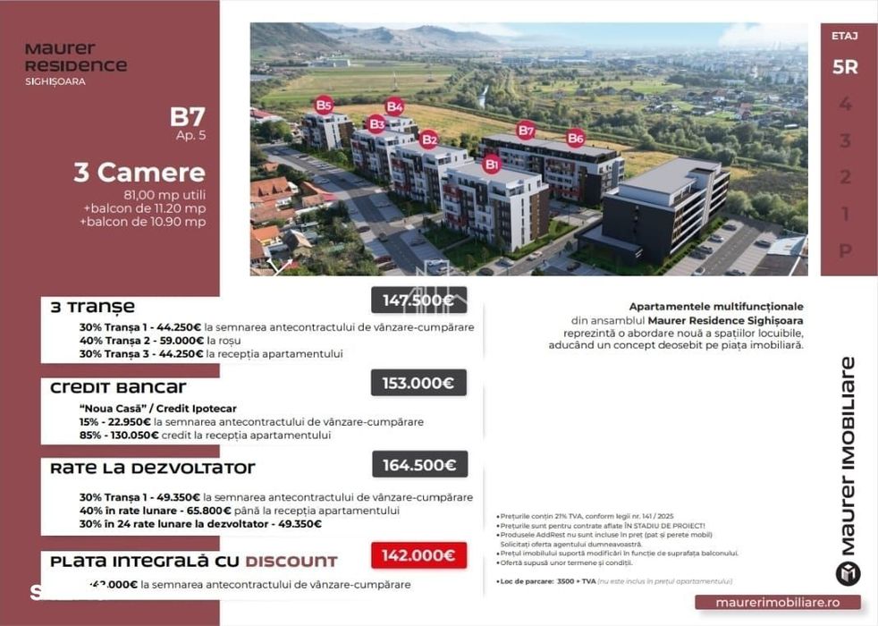 Apartamente cu 3 camere, Maurer, Sighisoara