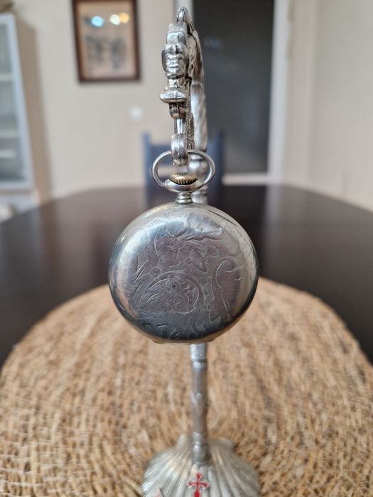 Рядък антикварен колекционерски швейцарски джобен часовник Hebdomas