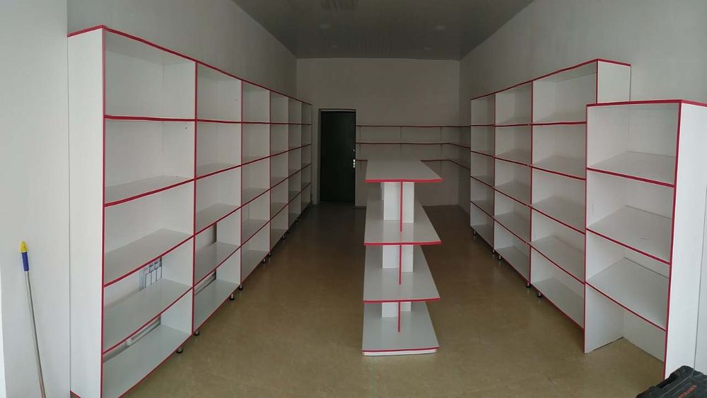 Magazin apteka oshhona ofeslar uchun polka vitrina stelaj va boshqa