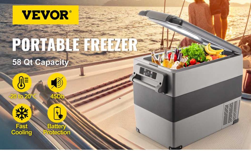 НОВ Хладилник с фризер за кола/къмпинг 55 L от -20Сдо+4С