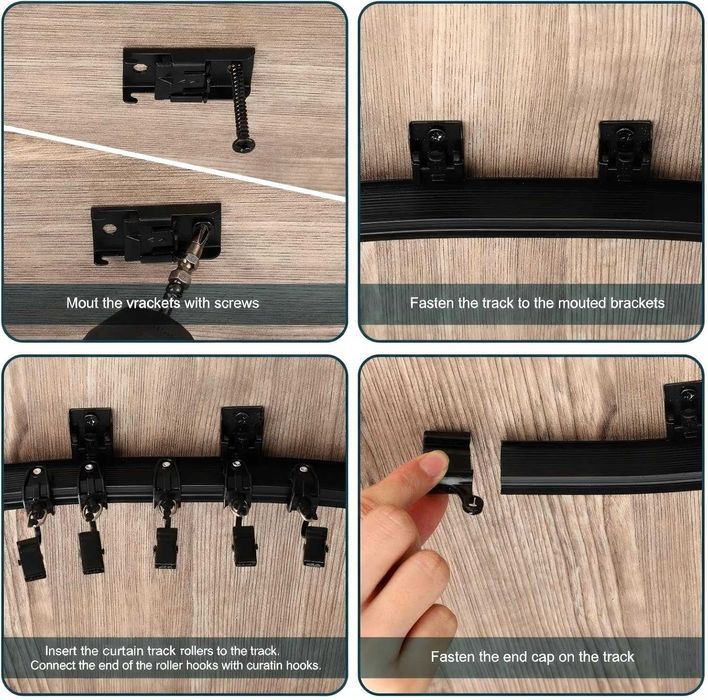 Гъвкава таванна корнизна релса за пердета – 3 м, черна, огъваема