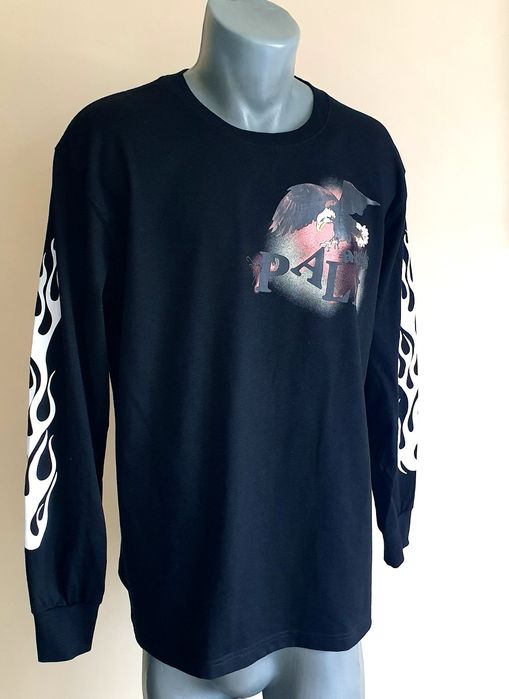 Palm Angels Flame Black Eagle  Italy L НОВО ОРИГИНАЛ Мъж Памучна Блуз