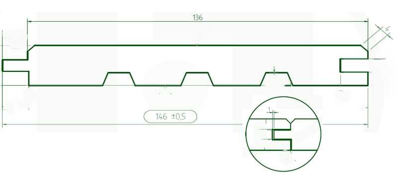 Вносна ламперия с размери 14,6 см./1,9 см./420 см. Качество А