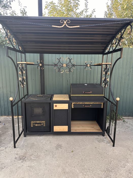 Мангал печь барбекю навес