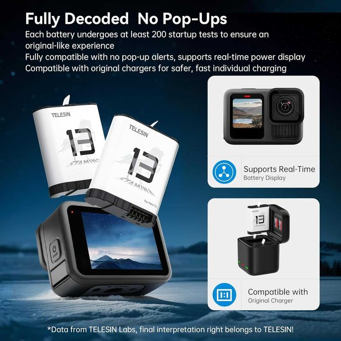 TELESIN Endurance батерии и зарядно GoPro 13