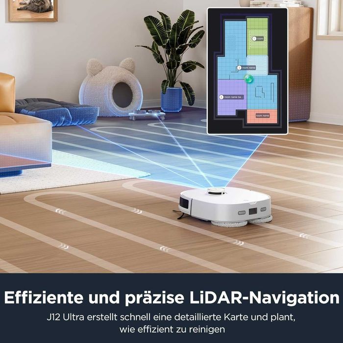 Робот прахосмукачка Eureka J12 Ultra (Бяла) LDS LiDAR навигация 5000Pa